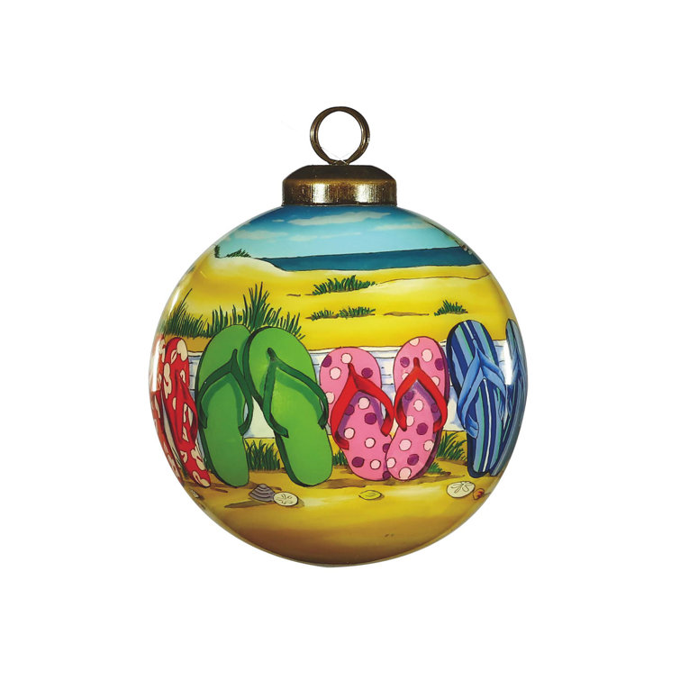 The Holiday Aisle® Flip Flop Beach Glass Ornament Wayfair